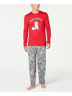 FAMILY PJs Красная футболка с длинным рукавом, прямые брюки, L