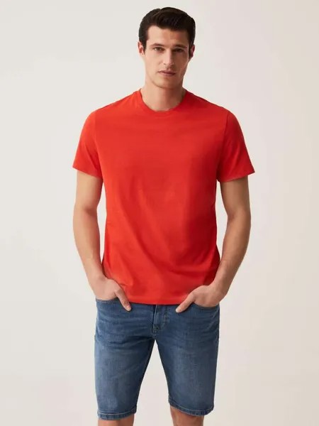 Футболка из органического хлопка с круглым вырезом Ovs, цвет neon orange