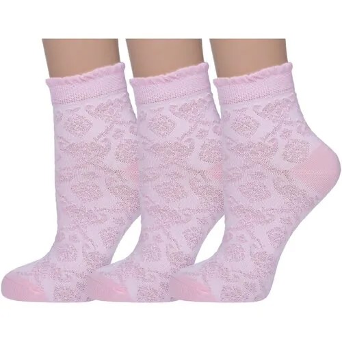 Носки AKOS, 3 пары, размер 21-23, розовый