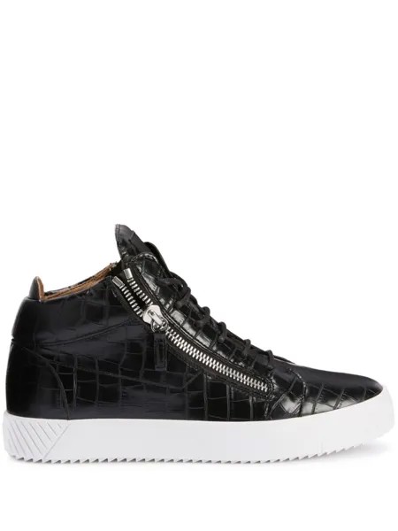 Giuseppe Zanotti кеды Kriss с тиснением под кожу крокодила, черный