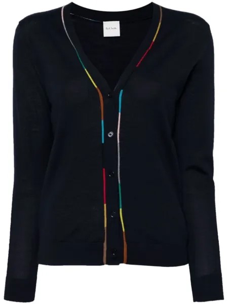 Paul Smith кардиган из мериносовой шерсти с контрастной отделкой, синий