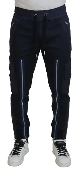 DOLCE - GABBANA Брюки Темно-синие хлопковые брюки-джоггеры на молнии IT48/W34/M 1400usd