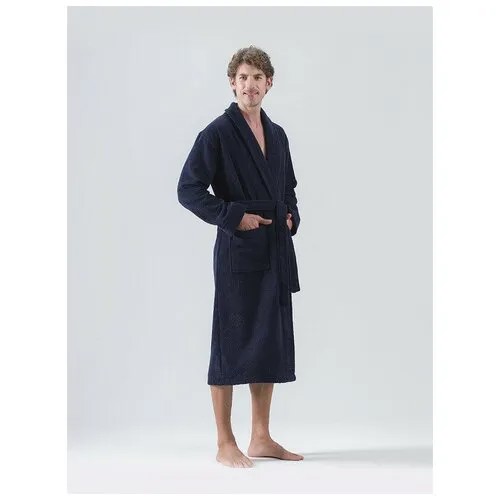 Халат KARNA, длинный рукав, банный халат, размер XXL, синий