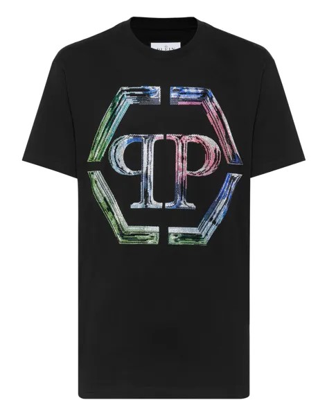 Футболка с круглым вырезом SS PP Glass Philipp Plein, цвет Black / Multicolored