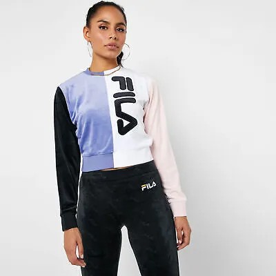 Fila Nicoline Crop Crewneck Womens Black White Purple Sportswear Sweatshirt Top