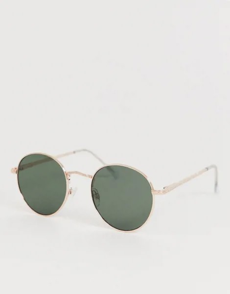 Круглые солнцезащитные очки золотистого цвета AJ Morgan-Золотой