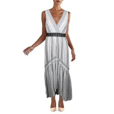 BCBGMAXAZRIA Женское длинное дневное платье макси в черно-белую полоску 4 BHFO 8630