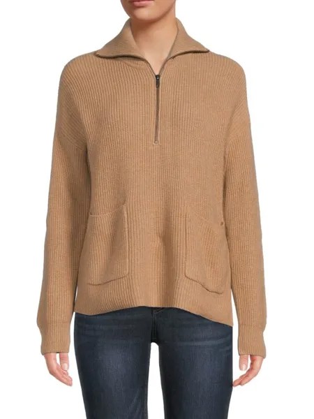 Свитер glenbrook из смеси мериносовой шерсти с молнией до половины Madewell Tan