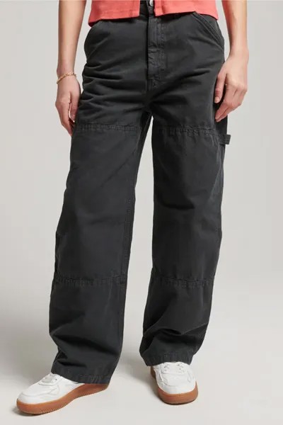 Винтажные широкие плотницкие брюки из натурального хлопка Superdry, черный