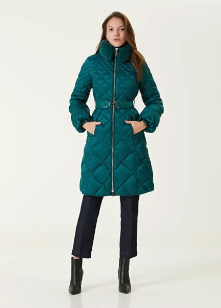 Зеленое длинное пуховое пальто olivia Marciano