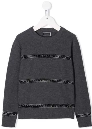 Versace Kids джемпер с контрастными полосками и логотипом