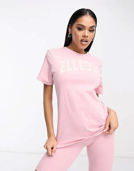 Светло-розовая футболка с университетским логотипом ellesse Tressa