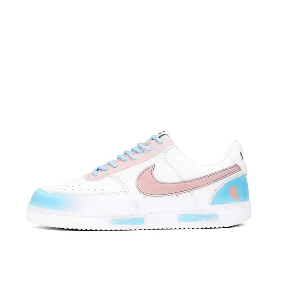 Кроссовки Nike Court Vision Skateboarding Shoes Women's Low-top Blue/White/Pink, голубой