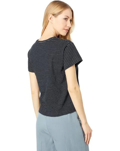 Футболка Vince Neppy Stripe Short Sleeve Shrunken Crew Tee, цвет Black/Light Soy