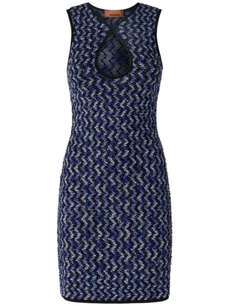 Missoni платье мини с узором зигзаг и пайетками, черный