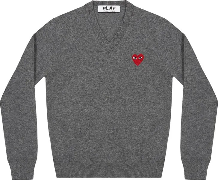 Пуловер Comme des Garçons PLAY Heart V Neck Pullover 'Grey', серый