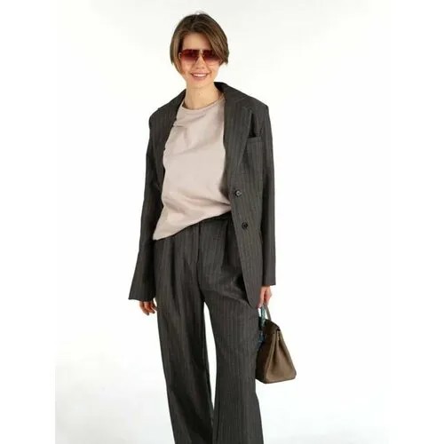 Пиджак THEONE by Svetlana Ermak, средней длины, силуэт полуприлегающий, размер xl/xxl, серый