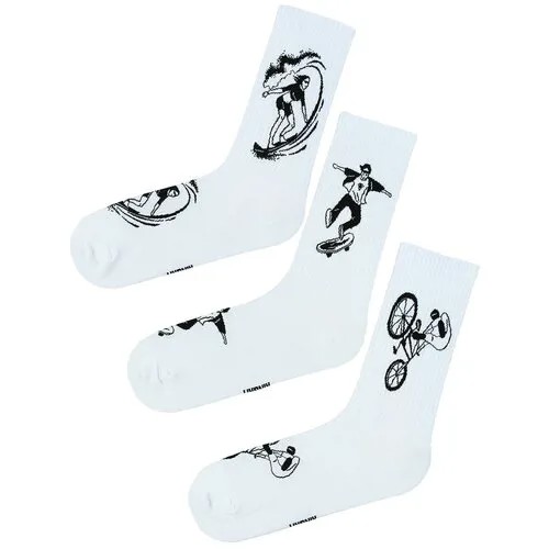 Женские носки Kingkit высокие, нескользящие, фантазийные, размер 36-41, белый
