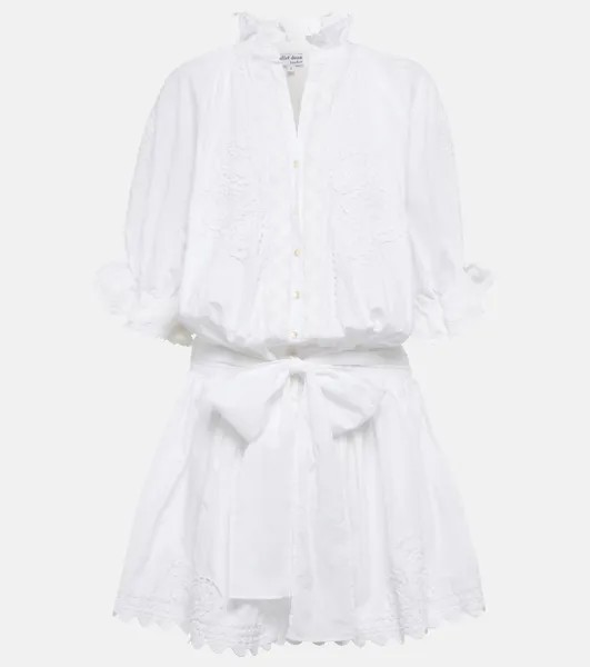 Хлопковое мини-платье с вышивкой JULIET DUNN, белый