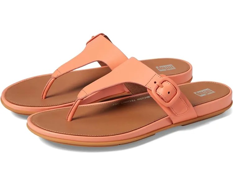 Сандалии FitFlop Gracie Rubber-Buckle Leather Toe Post Sandals, цвет Sunshine Coral