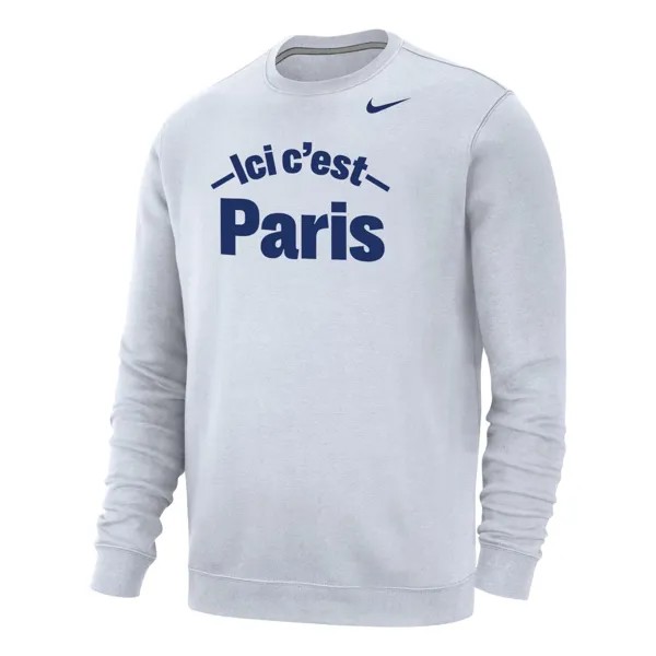 Мужской белый флисовый пуловер Paris Saint-Germain свитшот Nike