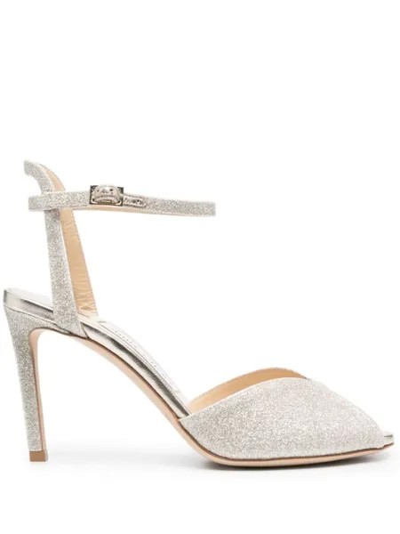 Jimmy Choo босоножки Sacora 85 с блестками, серебристый