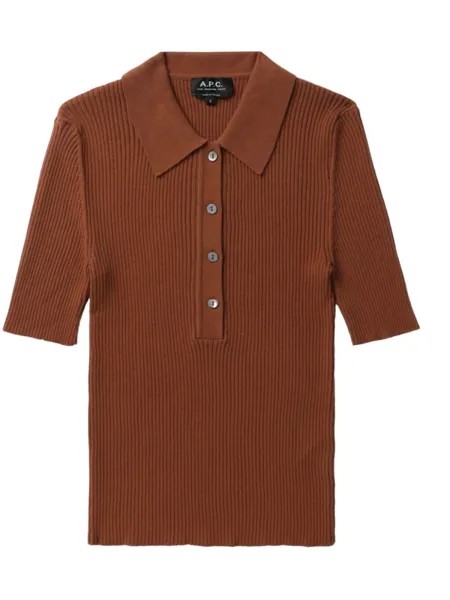 A.P.C. рубашка поло Daralee в рубчик, коричневый