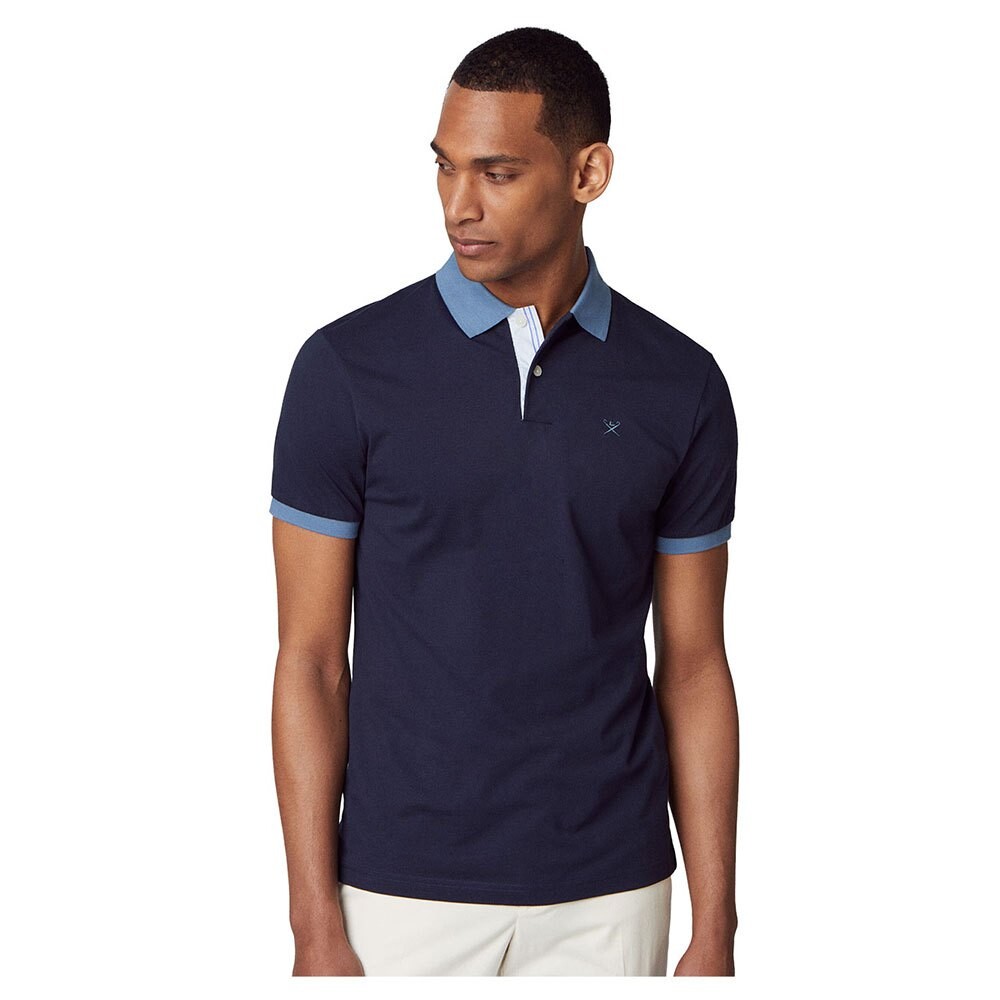 Поло с коротким рукавом Hackett Selvedge Placket, синий