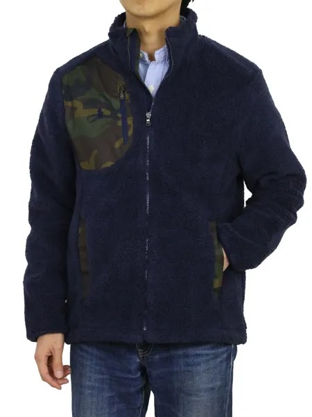 Флисовая куртка в стиле ретро с камуфляжным принтом Polo Ralph Lauren — Темно-синий —