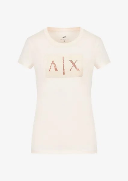 Хлопковая футболка узкого кроя Armani Exchange, телесный