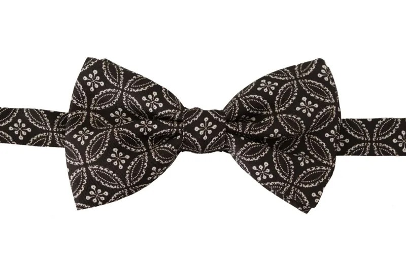 Галстук-бабочка DOLCE - GABBANA Черный, белый, 100% шелк, папийон с регулируемым воротником. Рекомендуемая розничная цена: 300 долларов США.