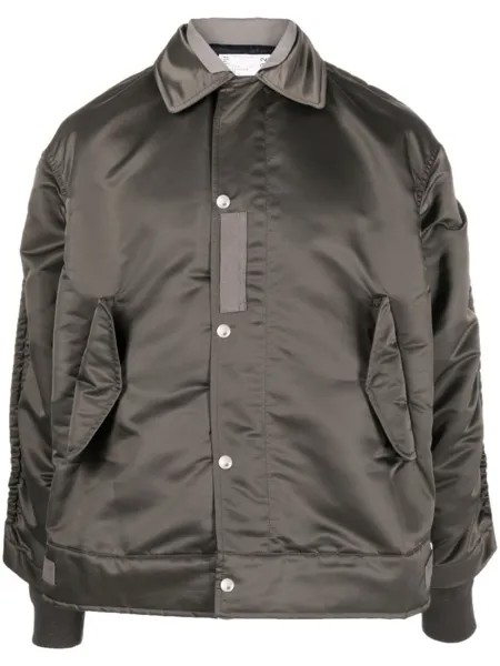 Sacai глянцевый бомбер, зеленый