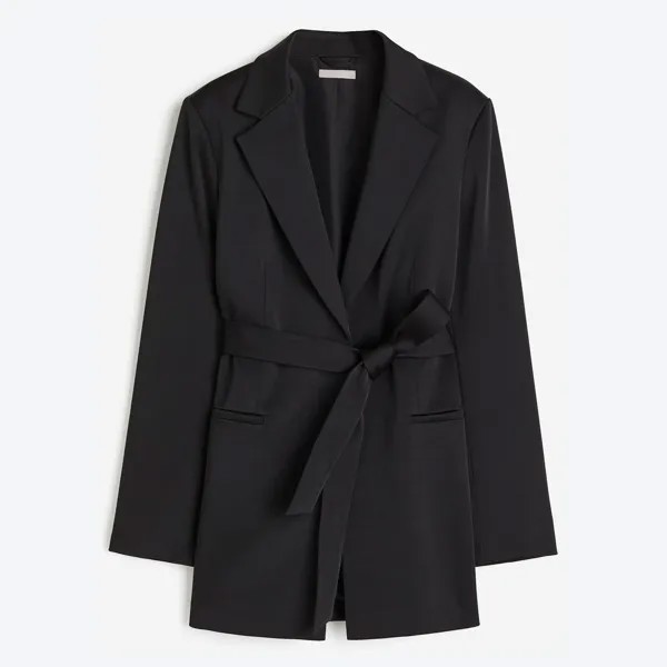 Блейзер H&M Tie-belt, черный