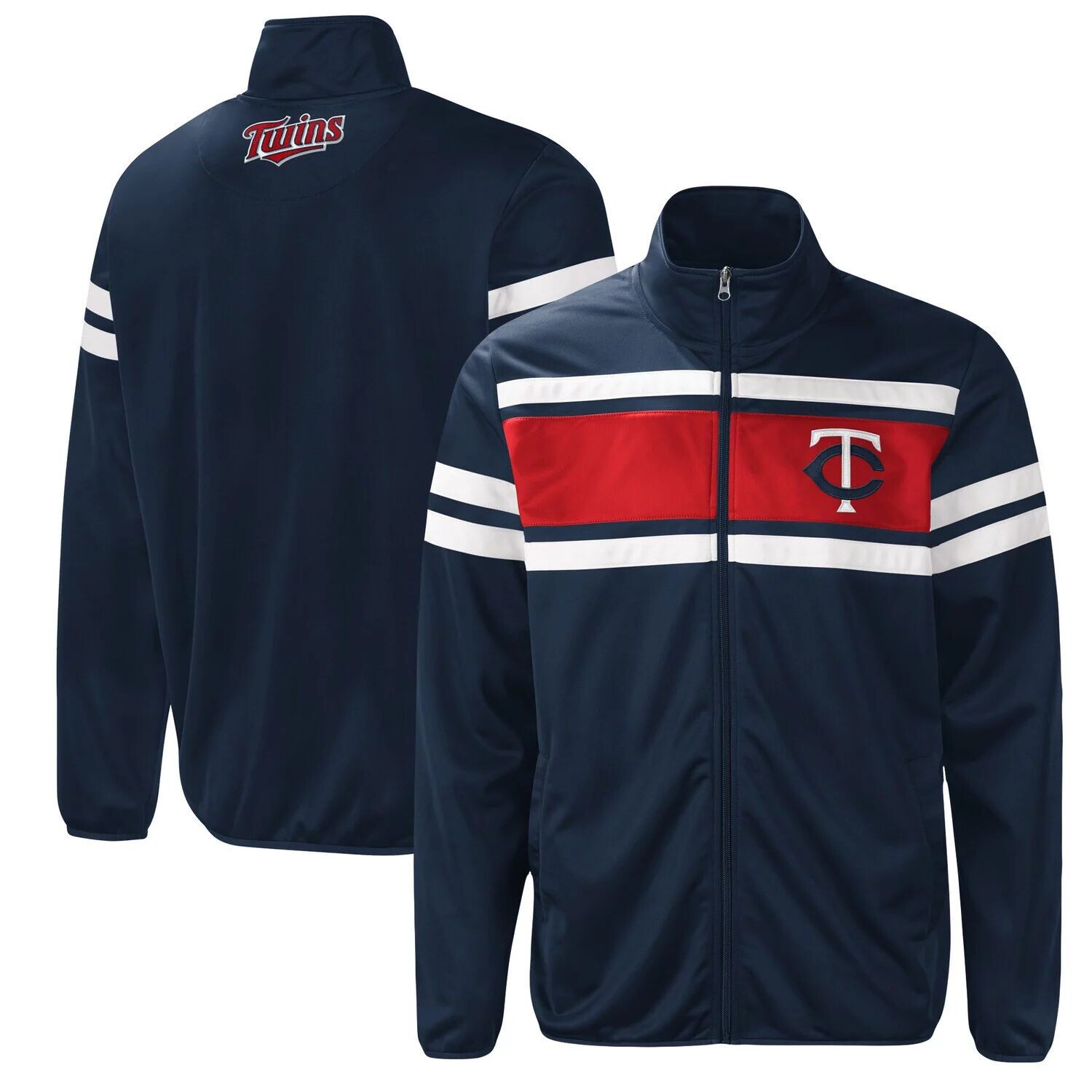 Мужская спортивная куртка Carl Banks с молнией во всю длину Minnesota Twins Power Pitcher темно-синяя/красная G-III