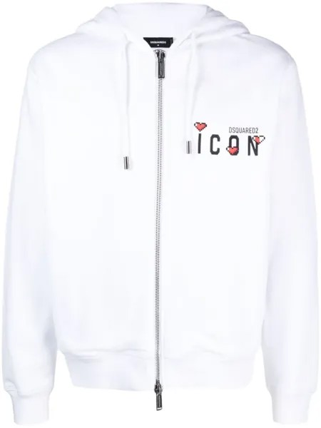 Dsquared2 худи на молнии с логотипом Icon, белый