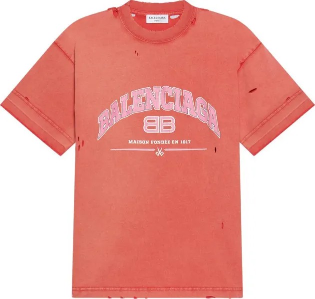 Футболка Balenciaga Medium Fit T-Shirt 'Cardi Red/Orange/White', красный