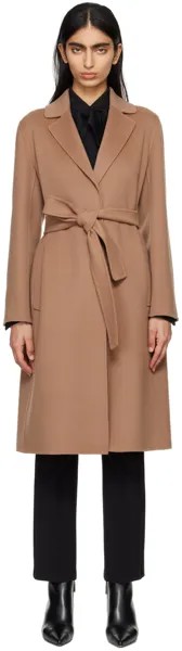 Светло-коричневое пальто с поясом Max Mara