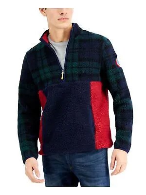 CLUBROOM Мужской темно-синий флисовый пуловер с длинным рукавом с цветными блоками, классический свитер S