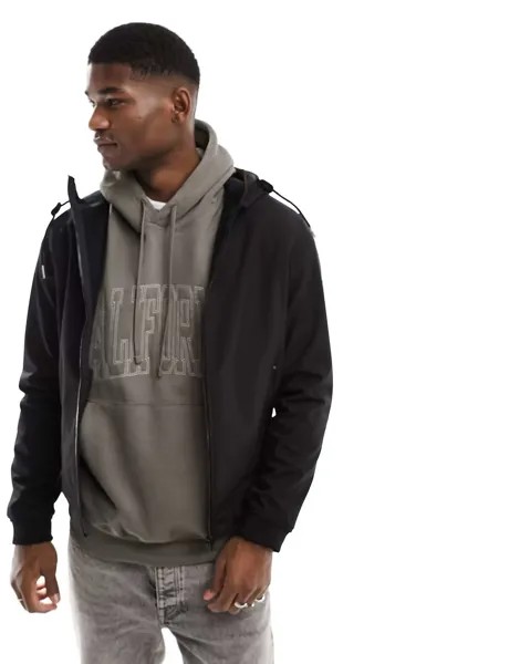 Черный бомбер с капюшоном и логотипом Jack & Jones