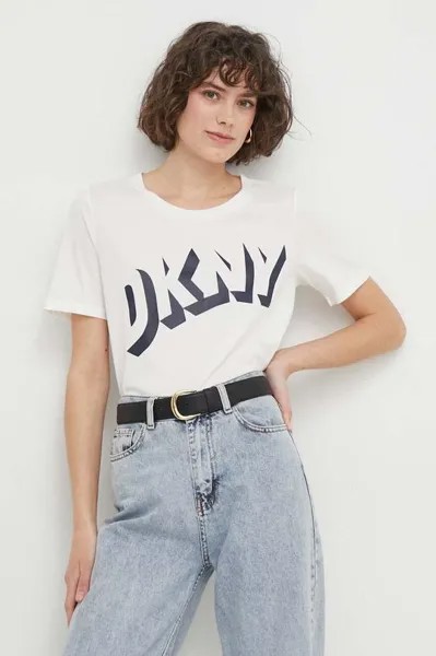 Хлопковая футболка Dkny DKNY, белый