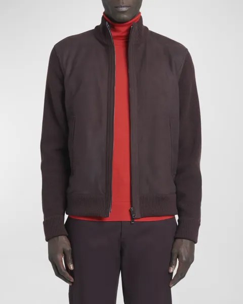Мужская вязаная куртка-блузон из нубука ZEGNA