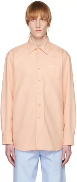 Розовая джинсовая рубашка с нашивками Raf Simons