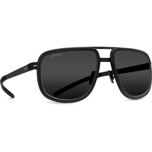 Солнцезащитные очки Gresso, квадратные, поляризационные, с защитой от УФ, для мужчин, черный