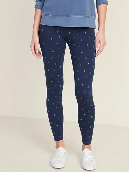 Женские длинные леггинсы из джерси NWT Old Navy, темно-синие женские леггинсы с геометрическим рисунком, ML