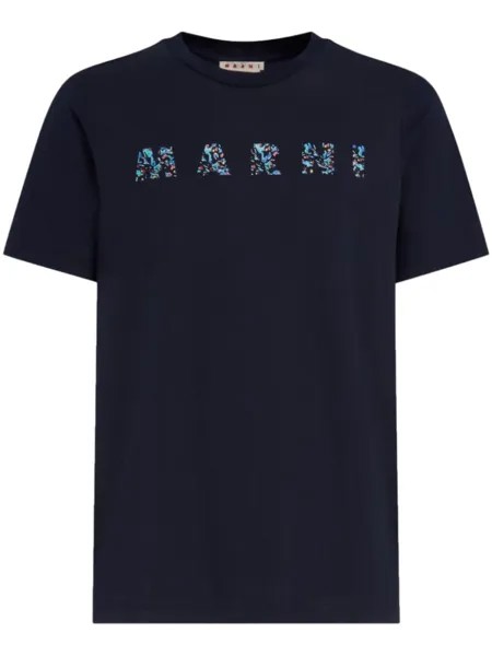 Marni футболка с логотипом, синий