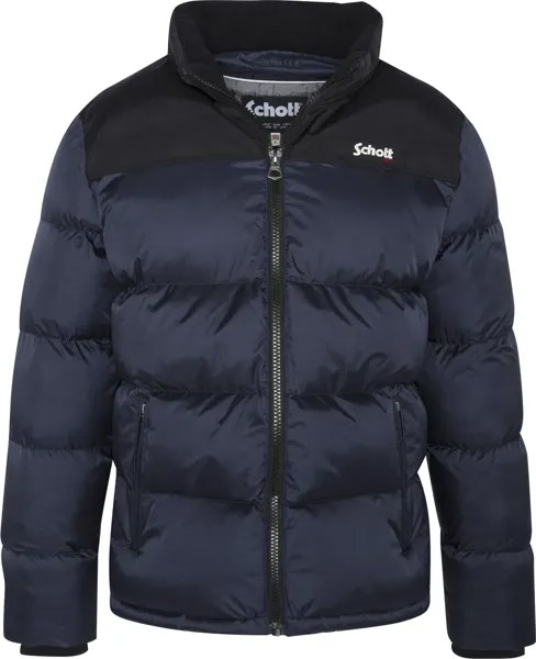 Стеганая куртка Schott NYC с изящной вышивкой логотипа, цвет морской волны