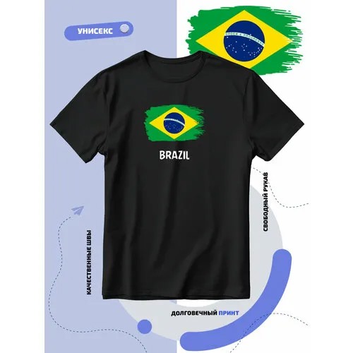 Футболка SMAIL-P с флагом Бразилии-Brazil, размер 3XL, черный