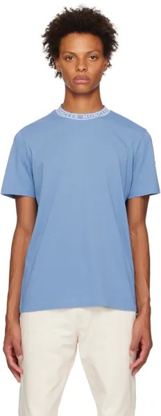 Синяя футболка с эффектом стирки Moncler