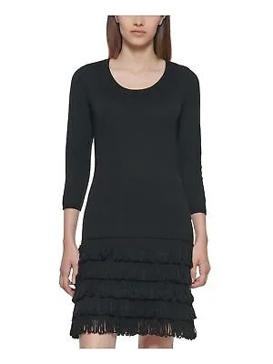 CALVIN KLEIN Женское черное вечернее платье-свитер с рукавом 3/4 выше колена S