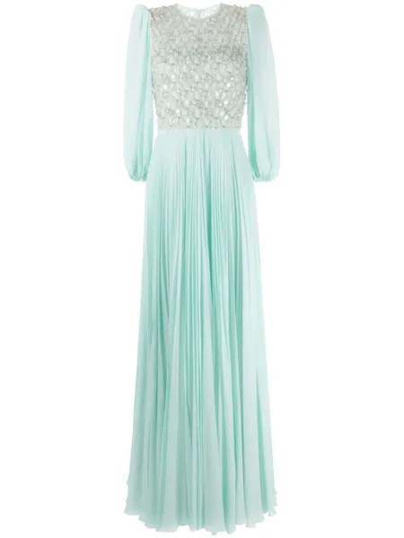 Jenny Packham вечернее платье Orla с кристаллами, синий
